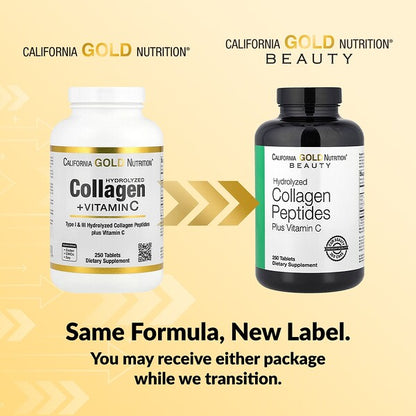 California Gold Nutrition Hidrolizə Edilmiş Kollagen Peptidləri I və III Tipi C Vitamini 250 Tablet