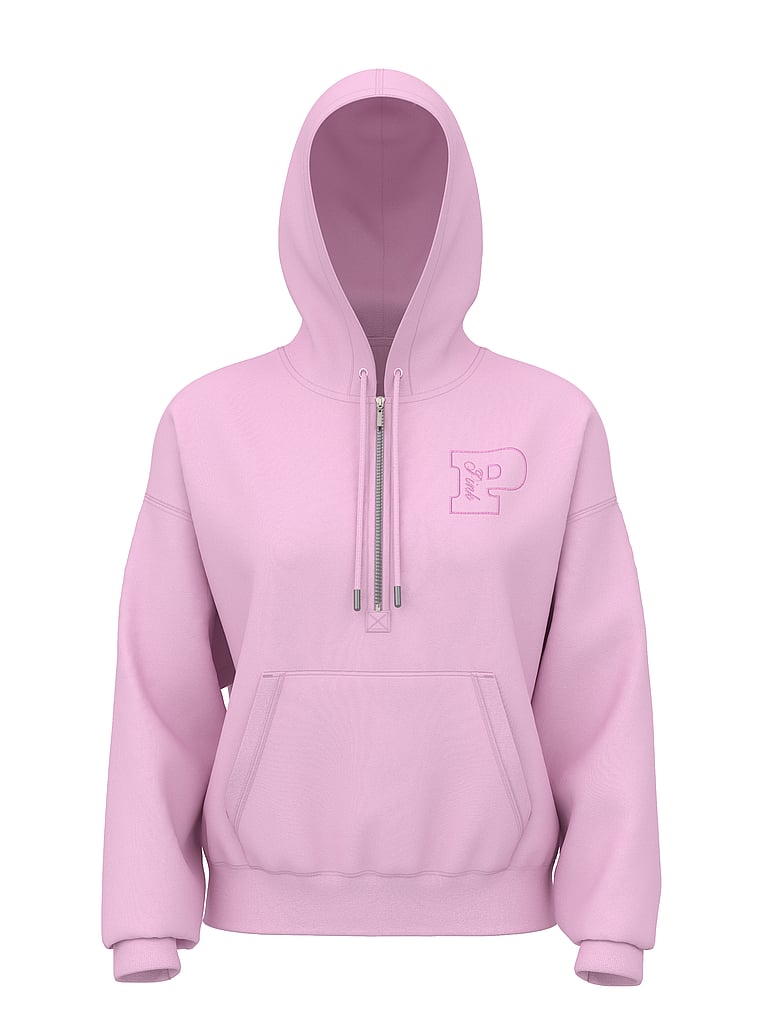 PINK Campus Fleece™ Yarım Fermuar Huddi