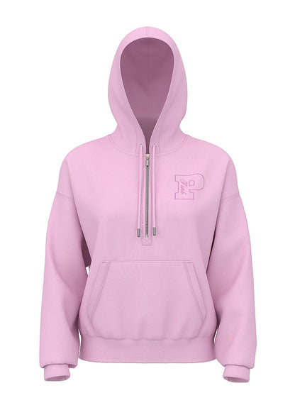 PINK Campus Fleece™ Yarım Fermuar Huddi