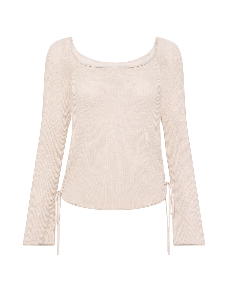 PINK Side-Ruched Oﬀ-The-Shoulder Sweater