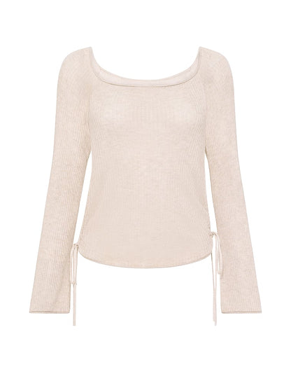PINK Side-Ruched Oﬀ-The-Shoulder Sweater