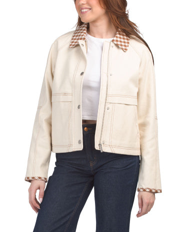 BAGATELLE COLLECTION Gingham Detalları ilə Denim Gödəkçə