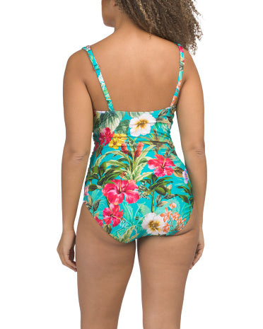 JANTZEN Palm And Tropics Surplice Bodice Mio Bir Parça Geyim
