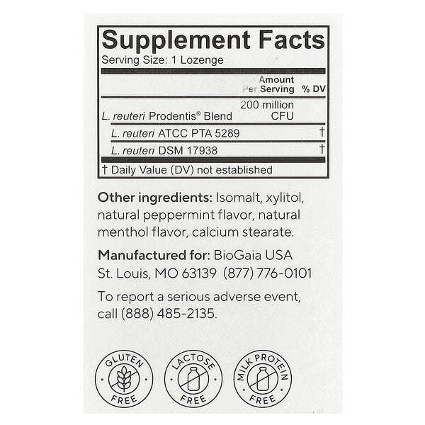 Biogaia Prodentis Ağız Sağlığı Probiotiki Sağlam Dişlər və Gingiva üçün Nane 30 Probiotik Pastil YoxYox