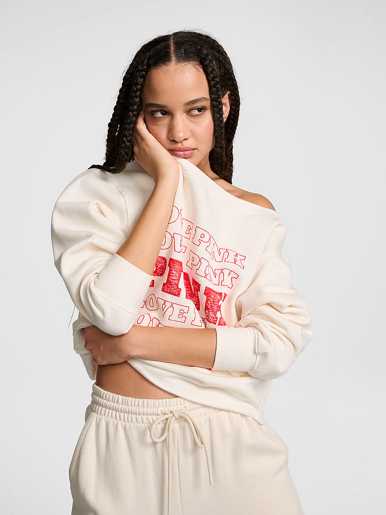 PINK Campus Fleece™ Rib Off-The-Shoulder Sweatshirt