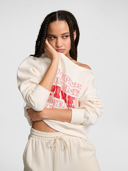 PINK Campus Fleece™ Rib Off-The-Shoulder Sweatshirt