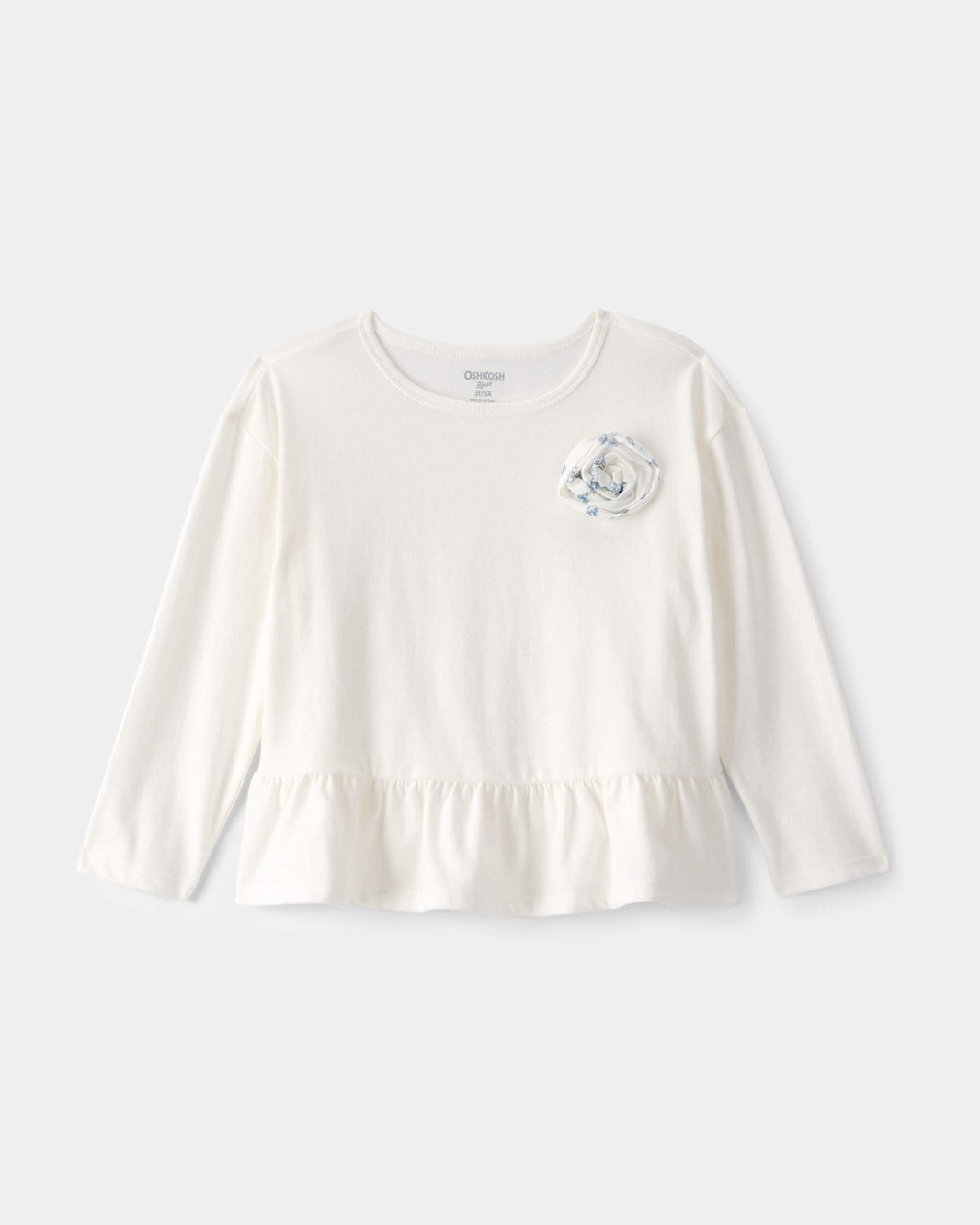 Carter's Qız Uşaq Çiçək Aplikası Uzun Kollu Peplum Bluzka - Fil Dişi