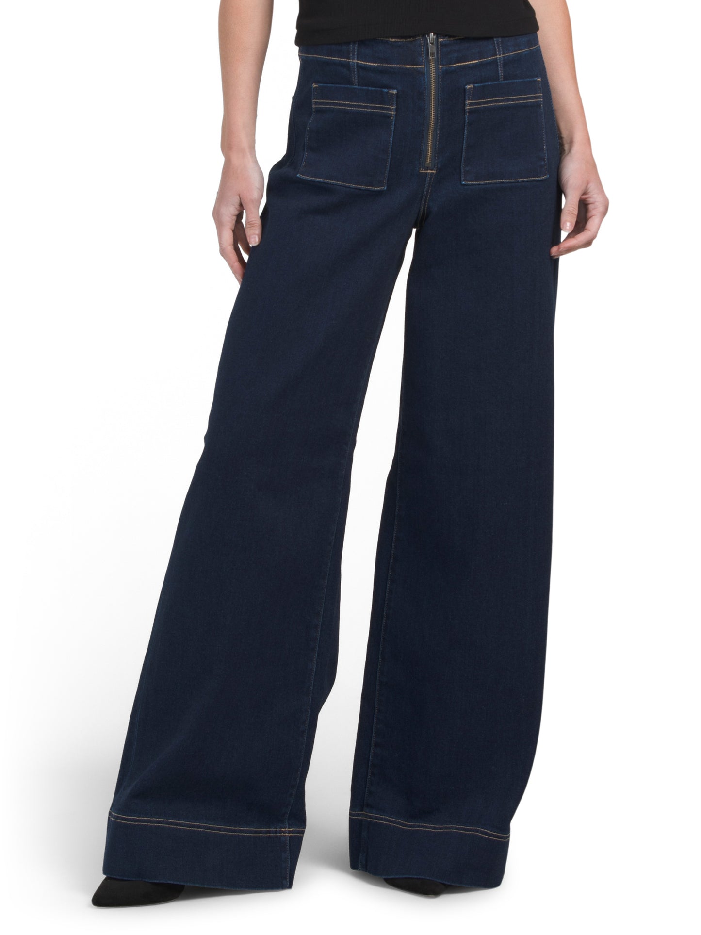 Nori Fashion Patch Cəbi Geniş Bacaqlı Cins