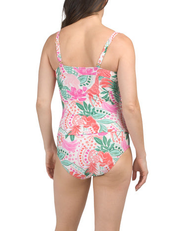 CARIBBEAN JOE İki Parçalı Çentiksiz Tankini və Yüksək Belli Bikini Şortu Dəsti