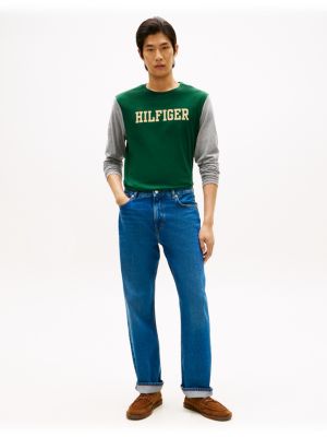 Tommy Hilfiger Uzun Kollu Rəngli Blok Hilfiger Köynəyi, Bəzəkli Yaşıl