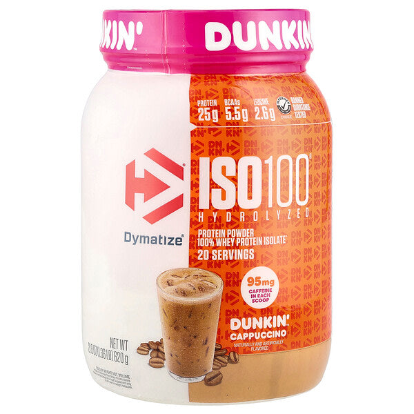 Dymatize ISO100 Hidrolizə Edilmiş 100% Sütüm Zərdabı İzolyanı Dunkin Cappuccino 610g