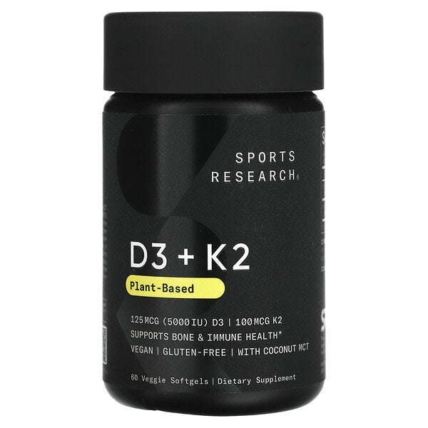 Sports Research D3 K2 Bitki Əsaslı 125 Mcg 100 Mcg 60 Vegetasyon Softgel YoxYox