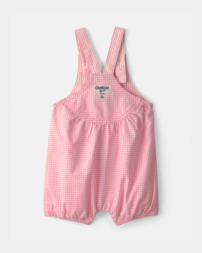 OshKosh B'gosh Qız Uşaq Şotlanda Naxışlı Qısaqara Kombinezon - Çəhrayı