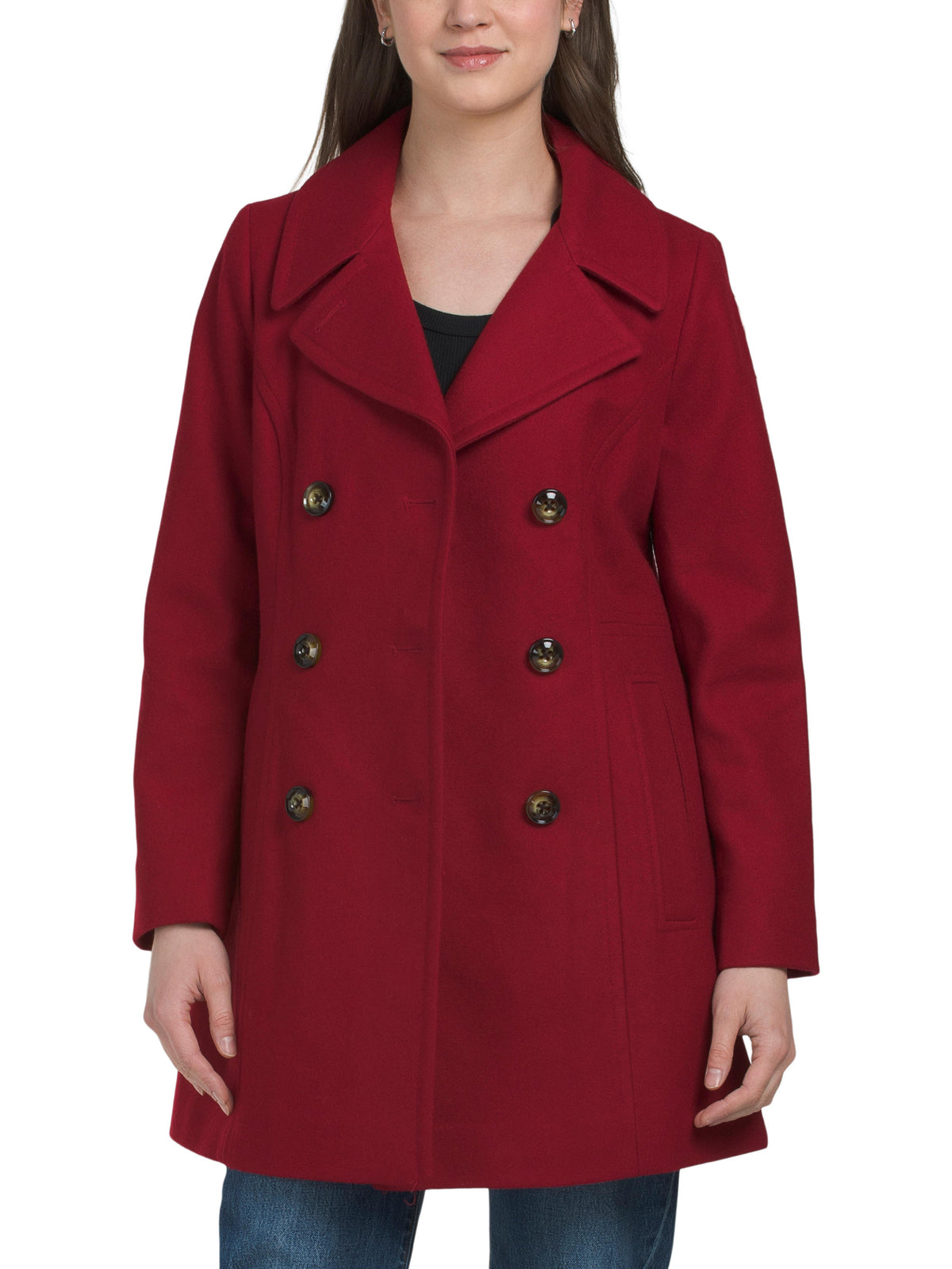 ANNE KLEIN Yünlü Qarışım Qadın Çift Cəbəli Şineli