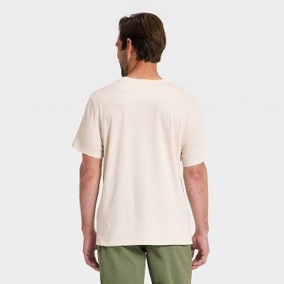 Goodfellow & Co Kişi Qısa T袖li Every Wear Plus Crewneck T-Shirt Krem XXL