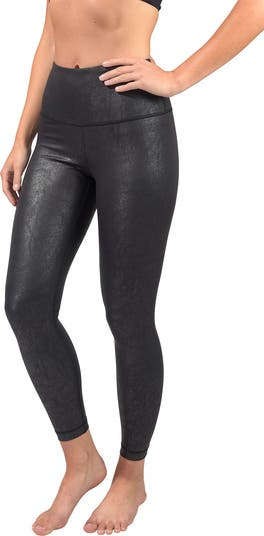 90 DEGREE BY REFLEX Faux Cracked Leather High Rise Ankle Leggings YoxYox