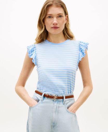 Tommy Hilfiger Qadın Fırfırlı Kollu Crew Neck Bluzka