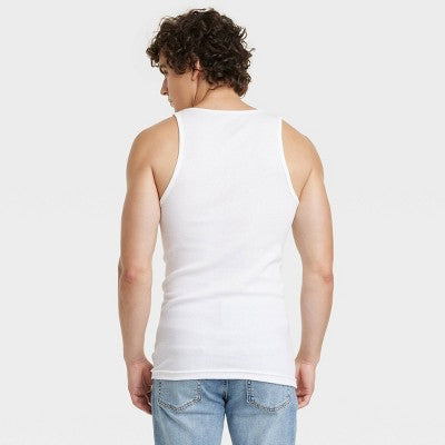 Goodfellow & Co Kişi Ribbed Tank Top 4-lü Paket Ağ L: Pambıq Kolsuz Futbolka