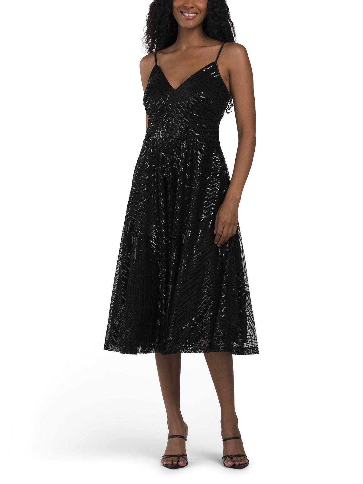 VINCE CAMUTO Boncuk Pailetli Fit N Flare Kokteyl Geyimi