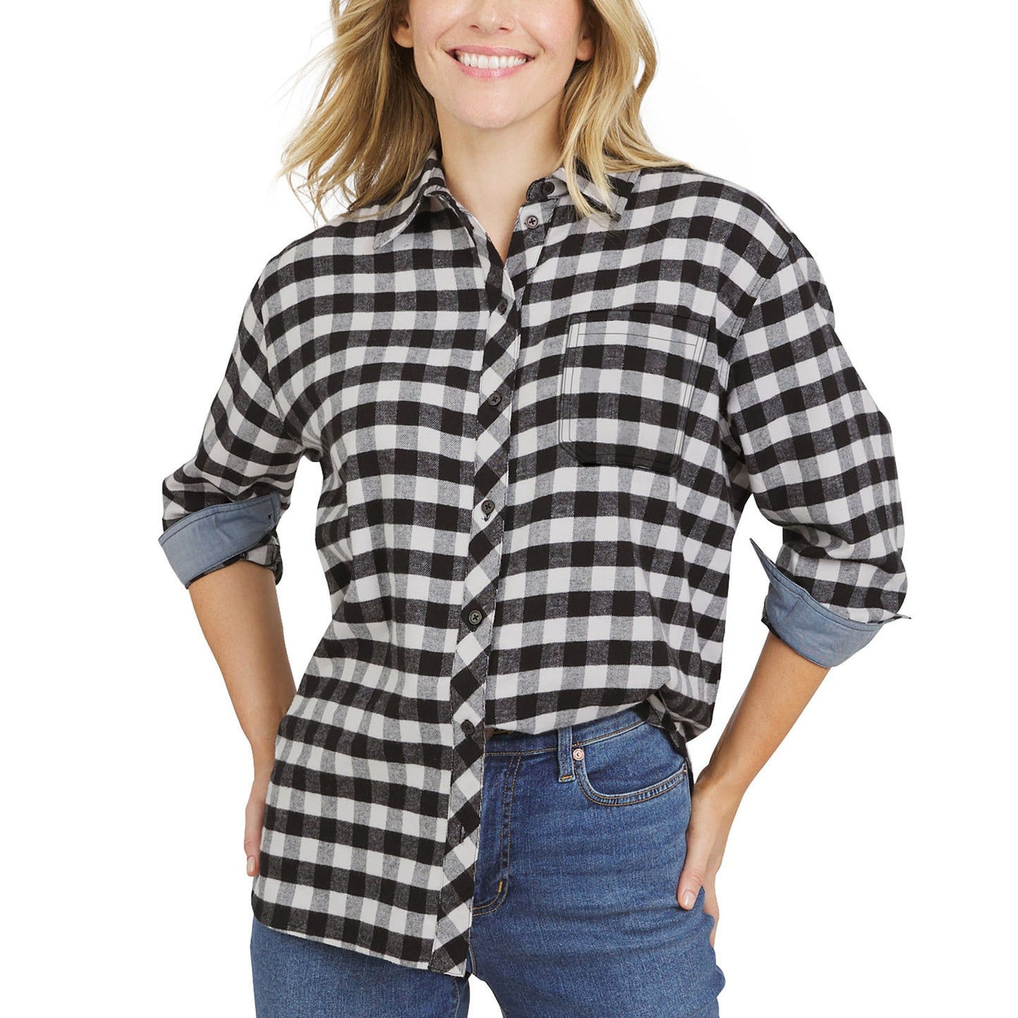 Lands' End Qadın Flannel Köynəyi Yaşıl Rəngi