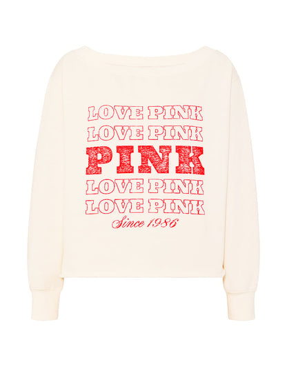 PINK Campus Fleece™ Rib Off-The-Shoulder Sweatshirt