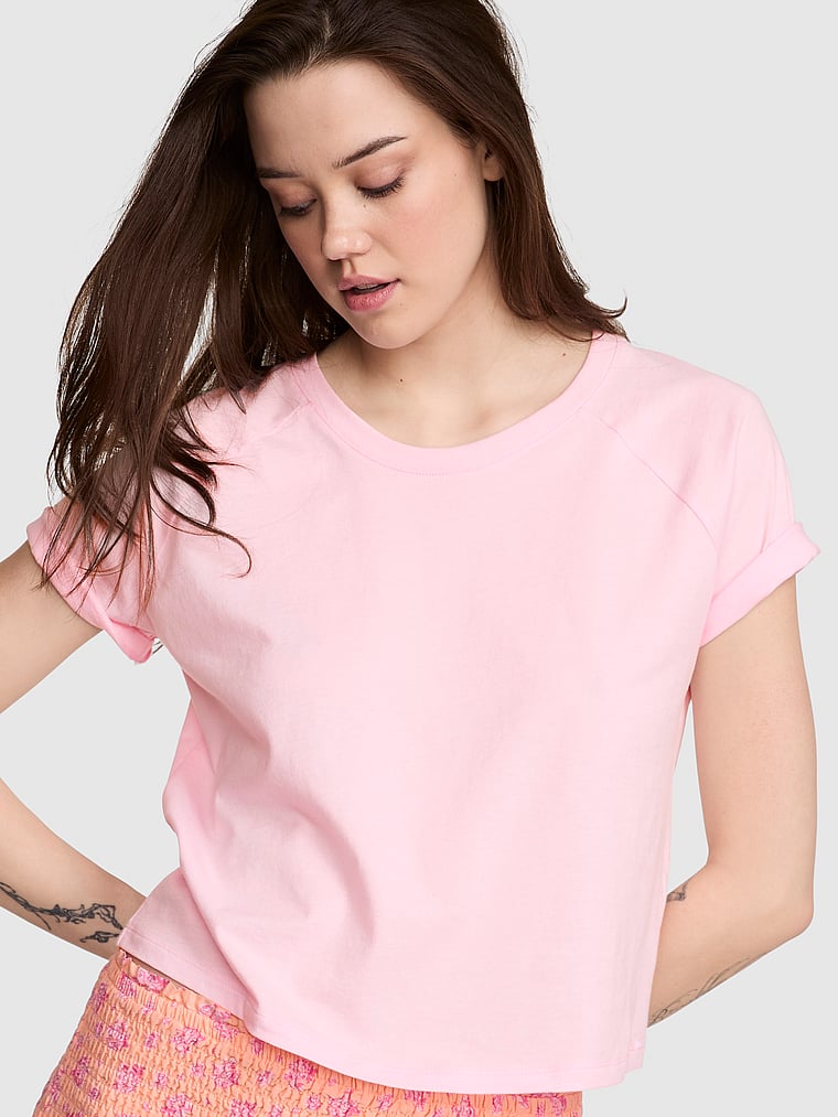 PINK Pambıq Raglan Yuxu Köynəyi