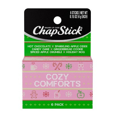 Chapstick Bayram Dodaq Balzamı - Rahat Anlar - Zəncəfil Çöreği/Alma Sidri/Şeker Çubuğu/Isti Şokolad/Yumurta Likörü/Alma Krumlesi - 0.15oz/6 ədəd