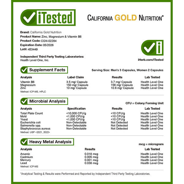 California Gold Nutrition Sport Çinko Maqnezium B6 Vitamini 90 Bitki Kapsulu