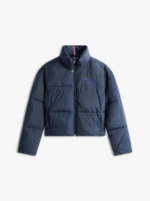 Tommy Hilfiger Qısaldılmış Puffer Gödəkçə, Tünd Mavi