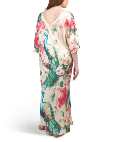 DALIA MACPHEE Atlası Bitirmə Pava və Çiçək Nəqşli Kaftan