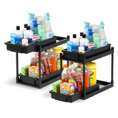 IRIS 2-Səviyyəli Lavabo Altı Təşkilatçı, 2 Paket, Sürüşkən Çekmecəli Saxlama - Qara
