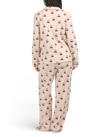 CHELSEA PEERS Üzümü Naxışlı Üzlük Pambıq Qarışığı Pijama Dəsti