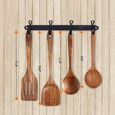 Cheer Collection Premium Teak Ağacı Spatula Dəsti – Əl İşi 4 Parçalı Mətbəx Qabları