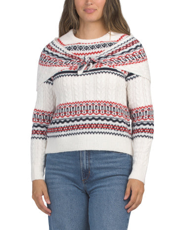 CUPCAKES &amp; CASHMERE Boyun Ətrafı Sweater Üçbucaq Şalı ilə