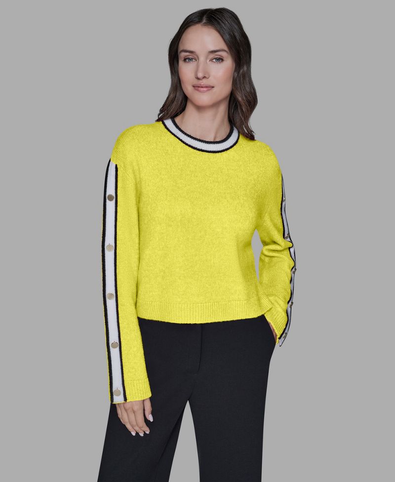 KARL LAGERFELD PARIS Qadın Kontrastlı Cırt Çırt Sweater
