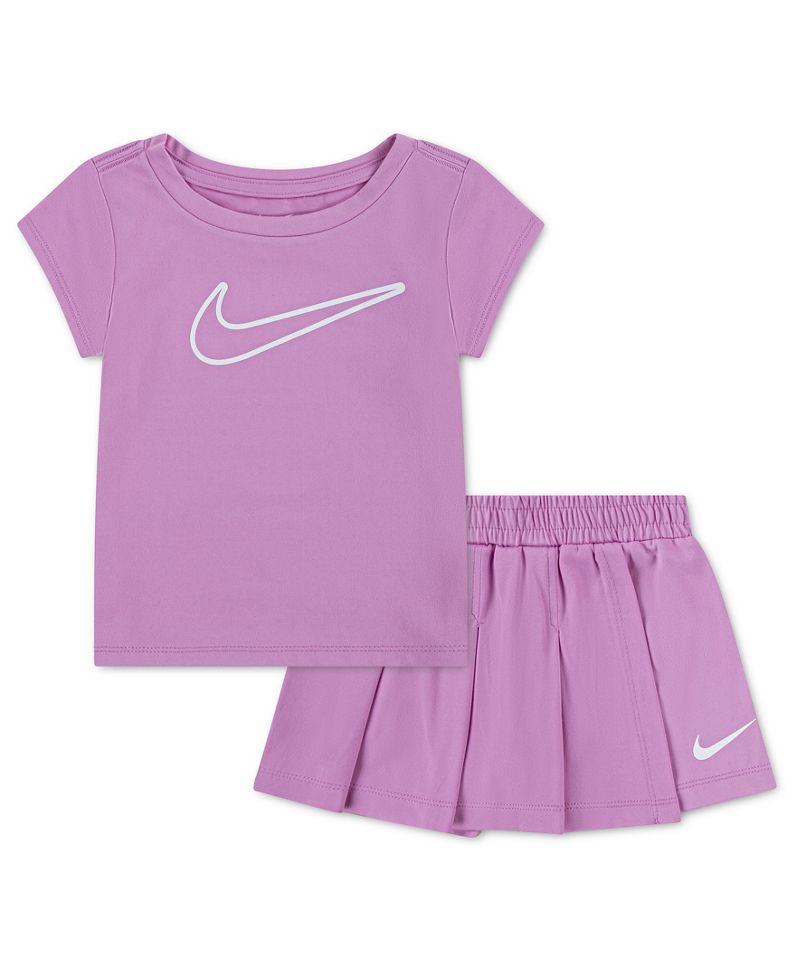 Nike Qız Uşaq 2T-4T Gündəlik Oyun Köynəyi və Şort, 2-Parçalı Dəsti