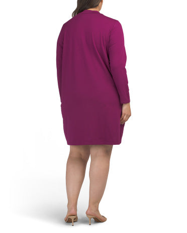 Plus Stretch Jersey Knit Mock Neck Geyimi