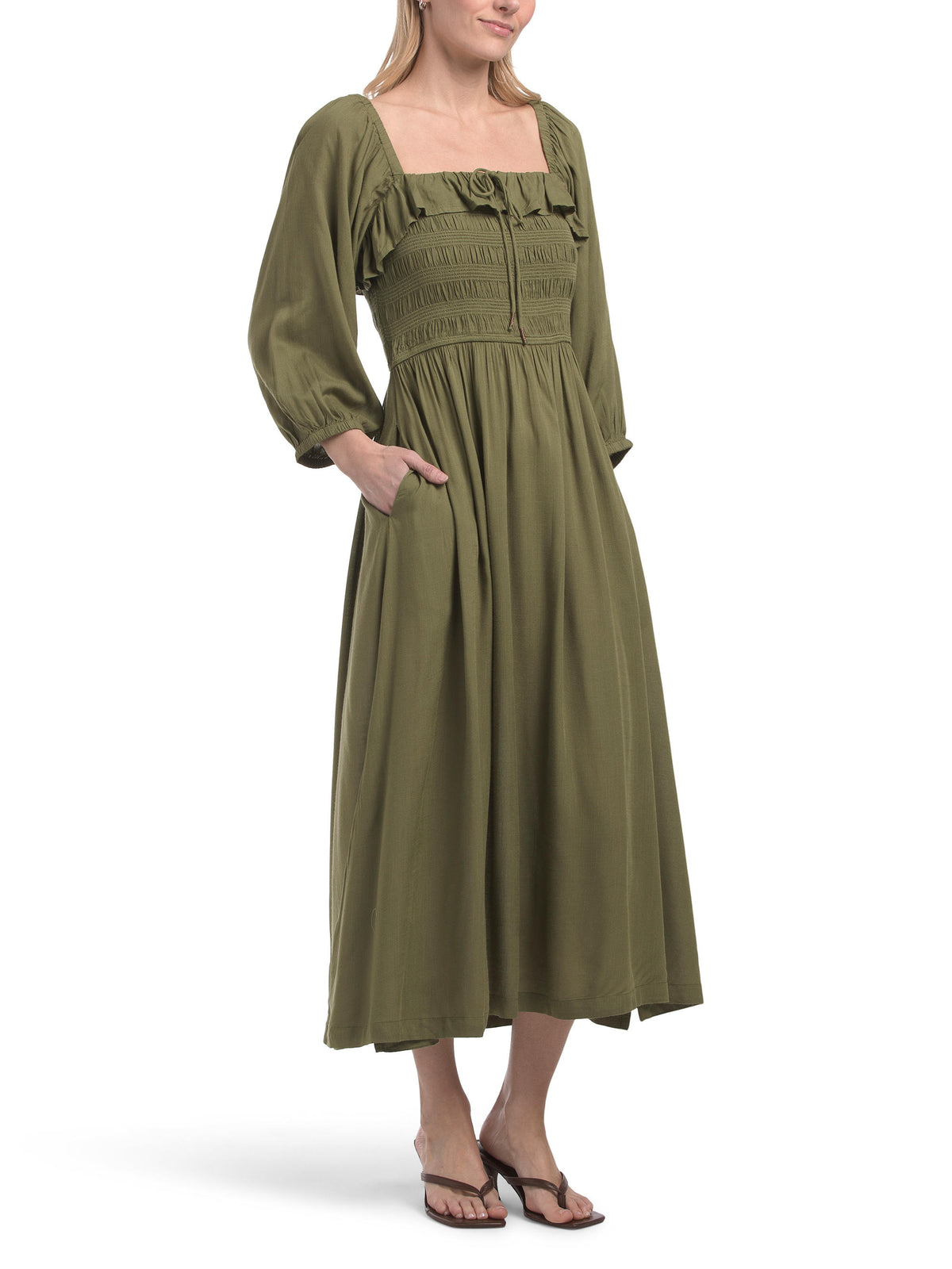JAPNA Smocked Bodice Maxi Geyimi