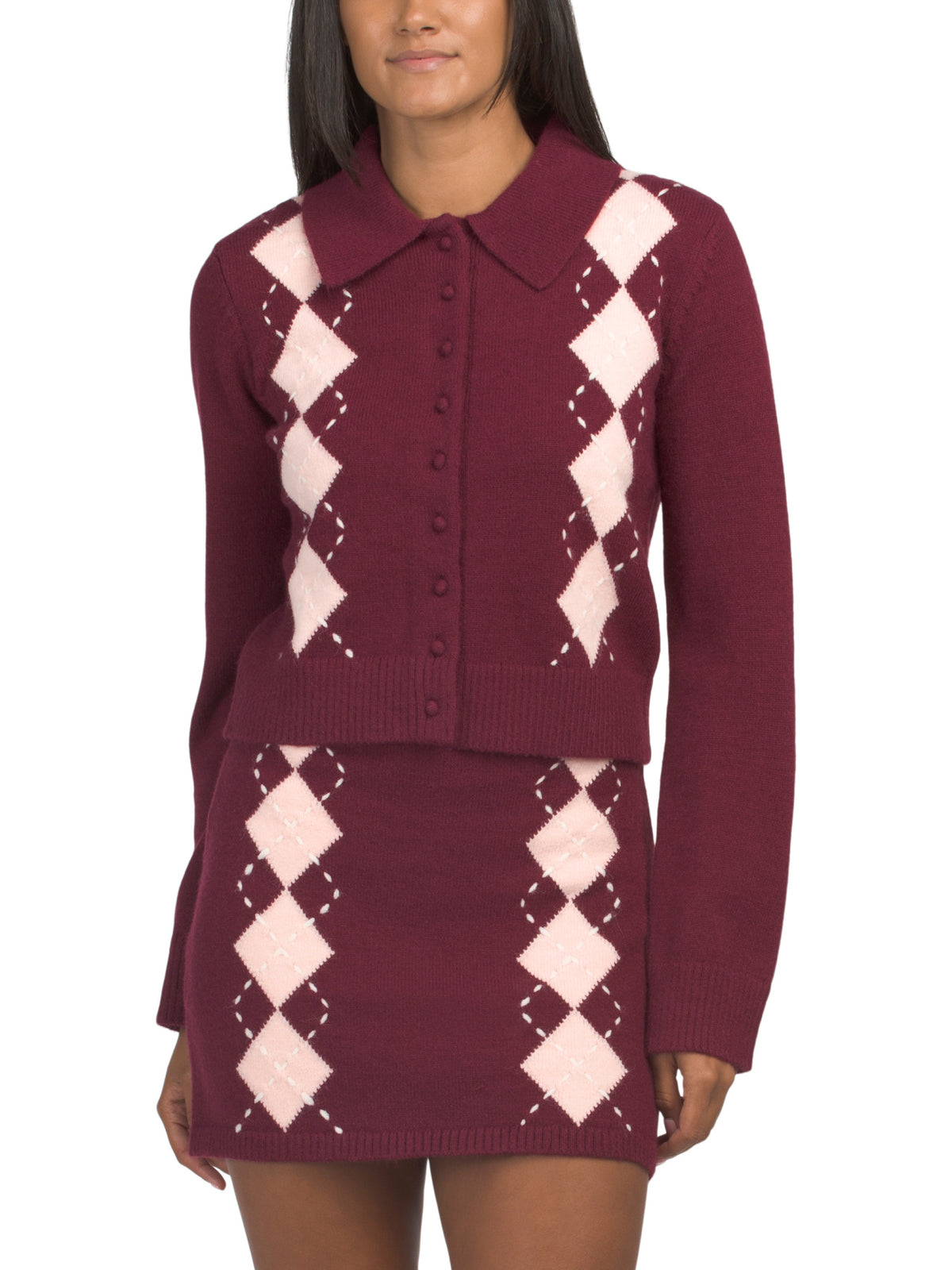 ENGLISH FACTORY Yaxalıqlı Argyle Toxunuşlu Cardigan