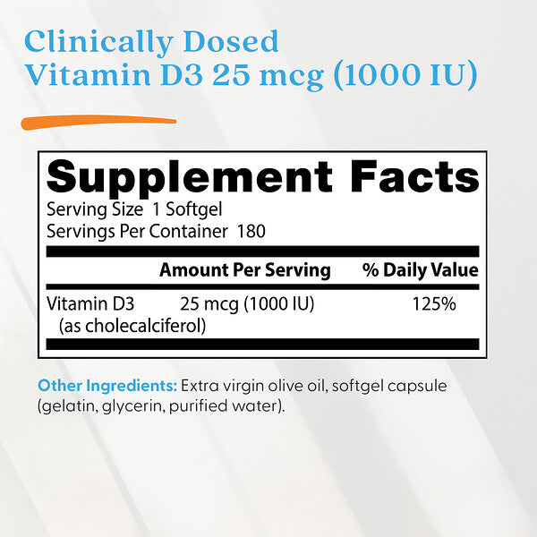 Doctor's Best D3 Vitamini 25 Mcg 1000 Iu 180 Softgels