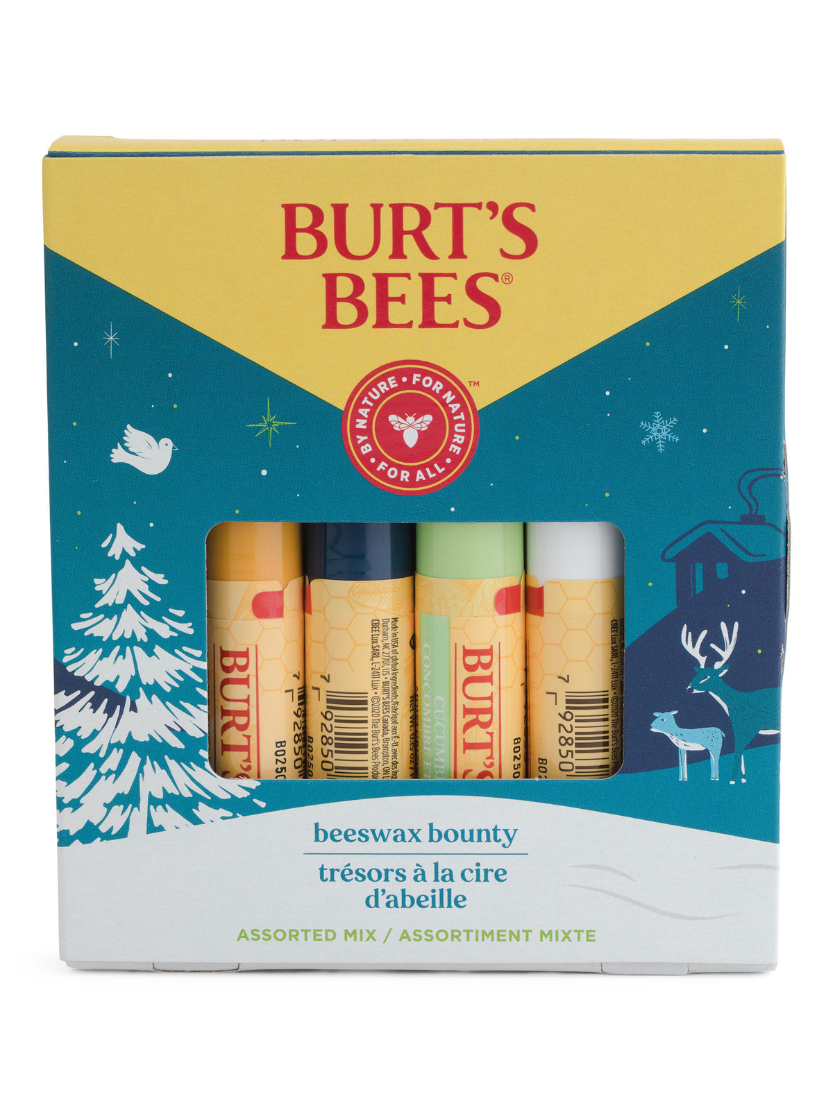 BURT'S BEES 4pc Beeswax Bounty Qarışıq Dodaq Balzamı Hədiyyə Seti