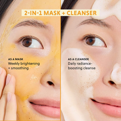 Hanyul Koreyalı Mini Yuja Parlaqlıq 2-in-1 Maska və Köpük Üz Yuma Vasitəsi Vitamin C + Niacinamide ilə