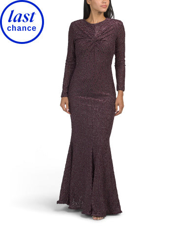 TAYLOR Uzun Kollu Paillot Fit And Flare Maxi Geyim
