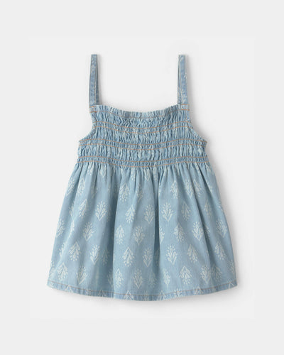 OshKosh B'gosh Qız Uşaq Açık Mavi Çiçəkli Smok Atleti