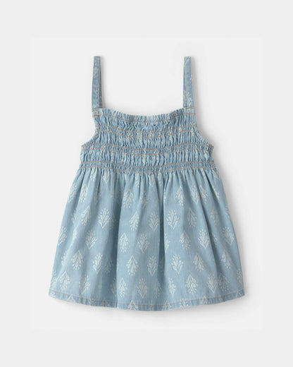 OshKosh B'gosh Qız Uşaq Açık Mavi Çiçəkli Smok Atleti