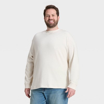 Goodfellow & Co Kişi Böyük Ölçülü Vintage Toxunuşlu Yuvarlaq Yaxalıqlı Uzun Kollu Köynək Ağ XXLT