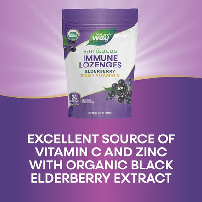 Nature's Way Sambucus Elderberry Immune Lozenges Orijinal Sirkədəlli 24 Pastil