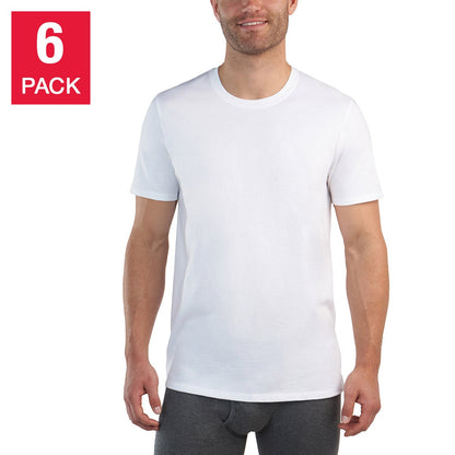 Kirkland Signature Kişi Orta Ağırlıqlı Crew Köynək, 6-pack, Ağ
