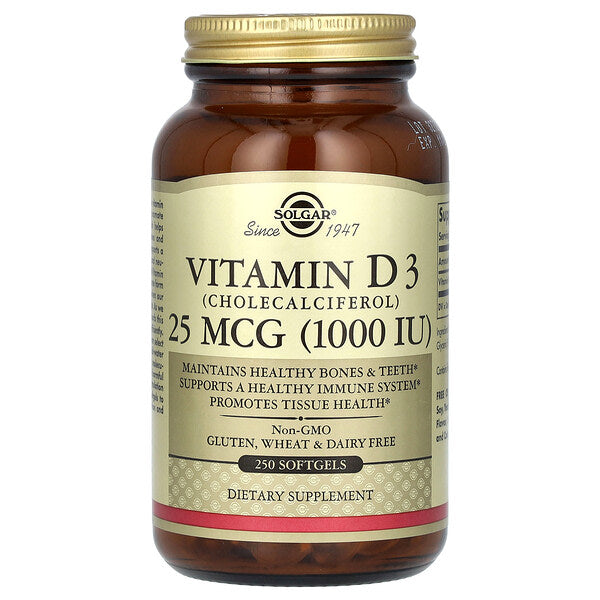 Solgar Vitamin D3 25 Mcg 1000 IU 250 Softgels