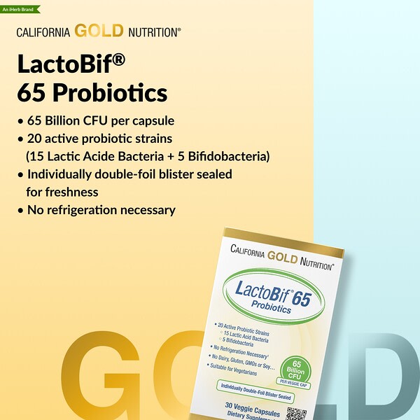 California Gold Nutrition Lactobif 65 Probiotiklər 30 Bitki Kapsulu